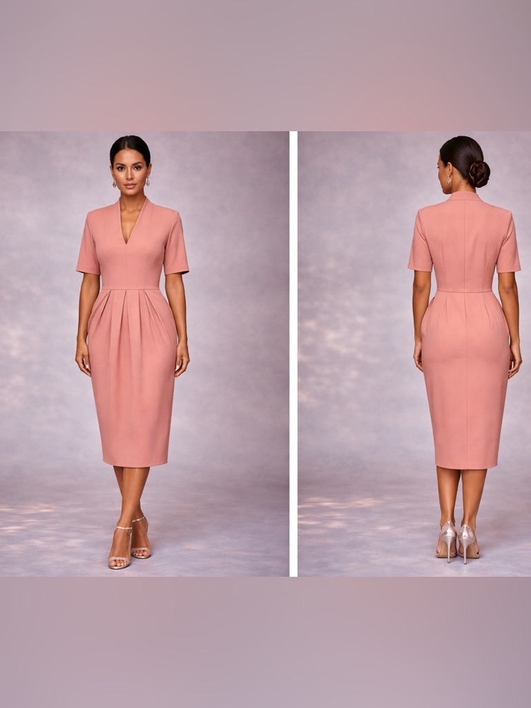 Donna Karan V-Neck Midi Dress